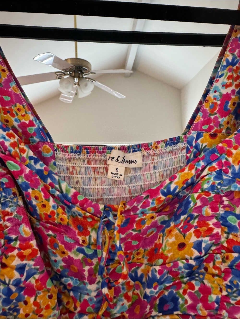 Floral Puff-Sleeve Mini Dress in Multicolor - Picture 2 of 3